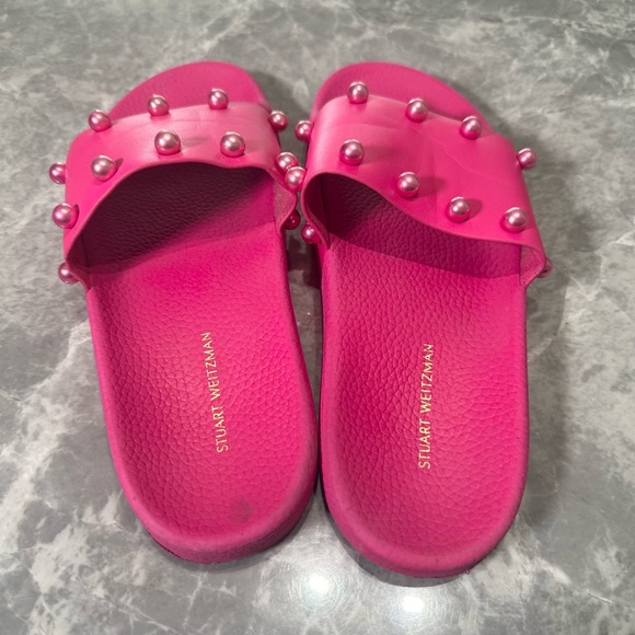 Stuart Weitzman Pear Clutch Slide Sandal in Pink Via Women’s SZ 7B - Picture 4 of 5